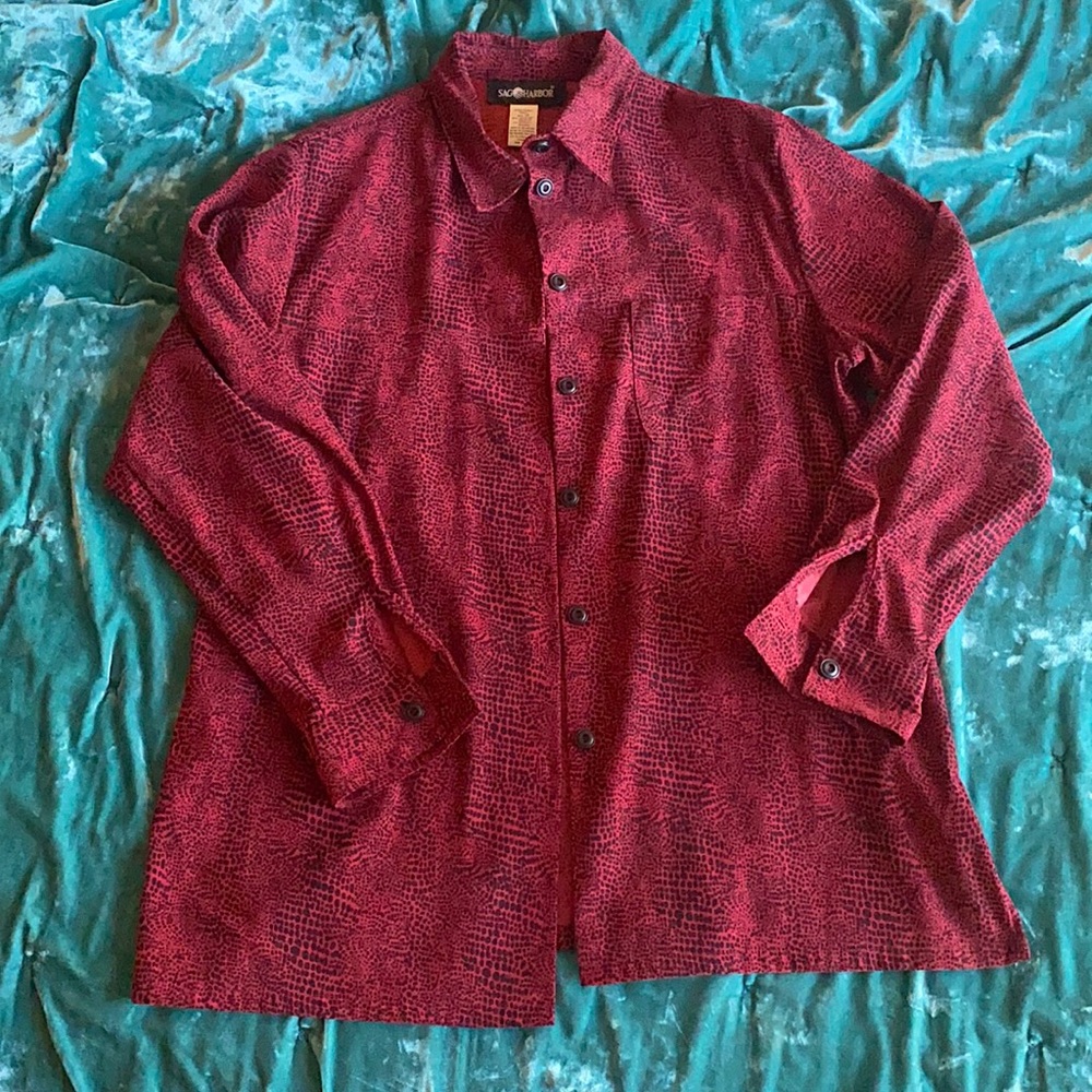 Vintage Polyester Animal Print Button Down